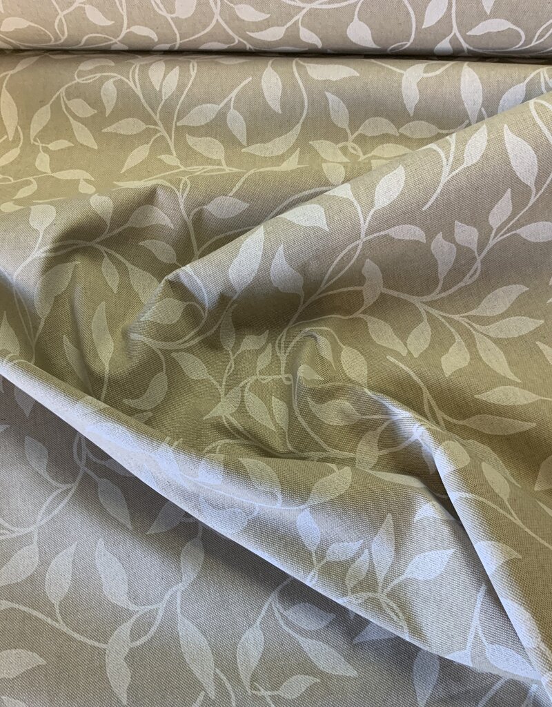Blad silhouetprint deco stof Linnenlook (Damast look-alike)