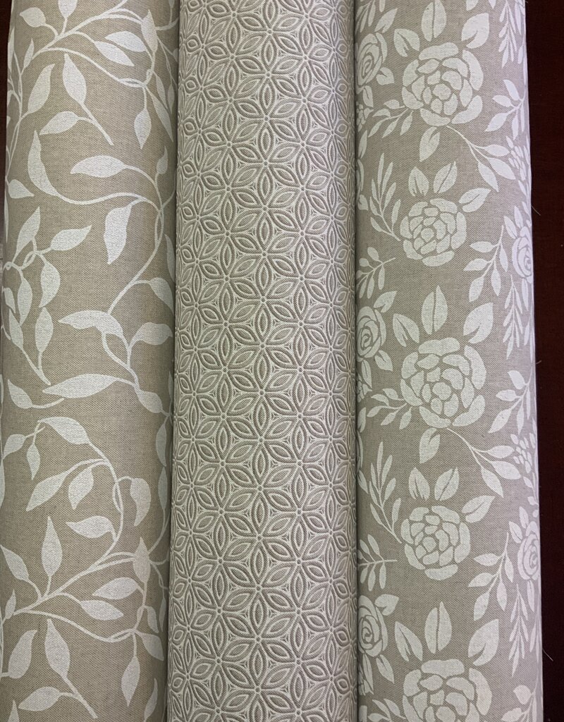 Blad silhouetprint deco stof Linnenlook (Damast look-alike)