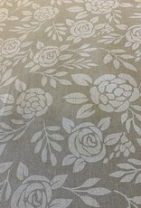 Roos silhouetprint-druck deko Stoff Leinenoptik (damast look-alike)