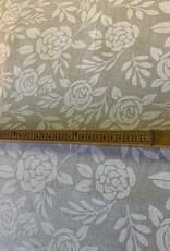 Roos silhouetprint-druck deko Stoff Leinenoptik (damast look-alike)