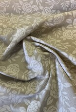 Roos silhouetprint deco stof Linnenlook (damast look-alike)