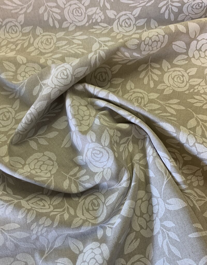Roos silhouetprint-druck deko Stoff Leinenoptik (damast look-alike)
