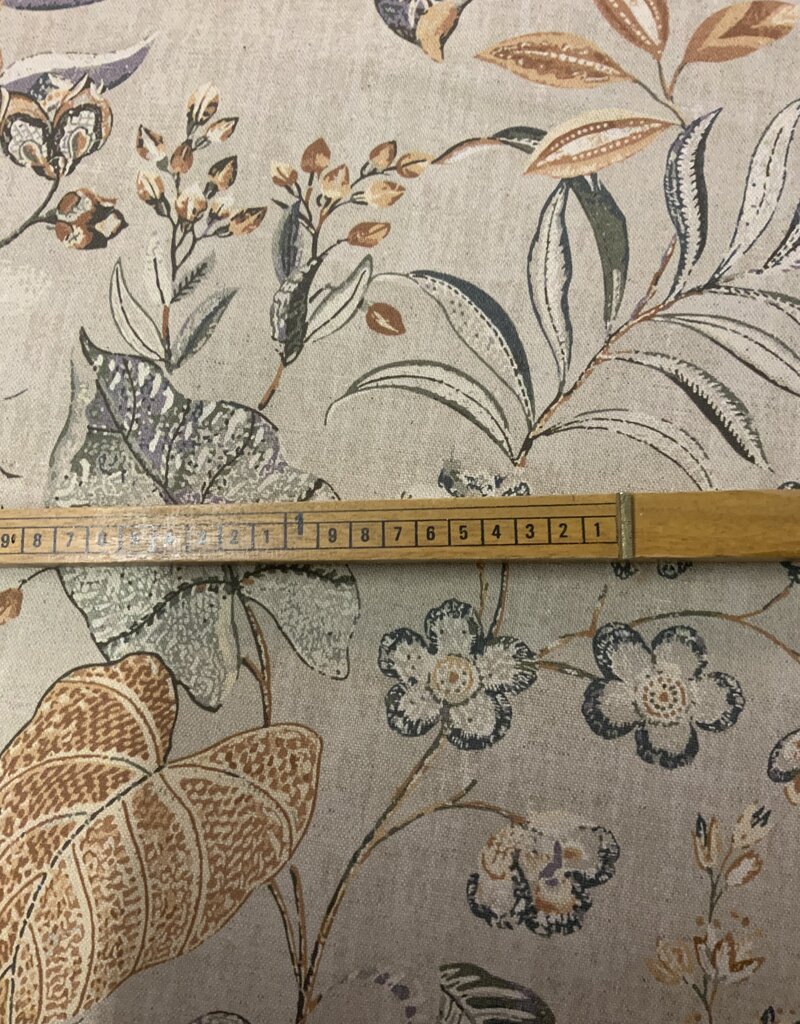 Botanisch naturel deco stof Linnenlook