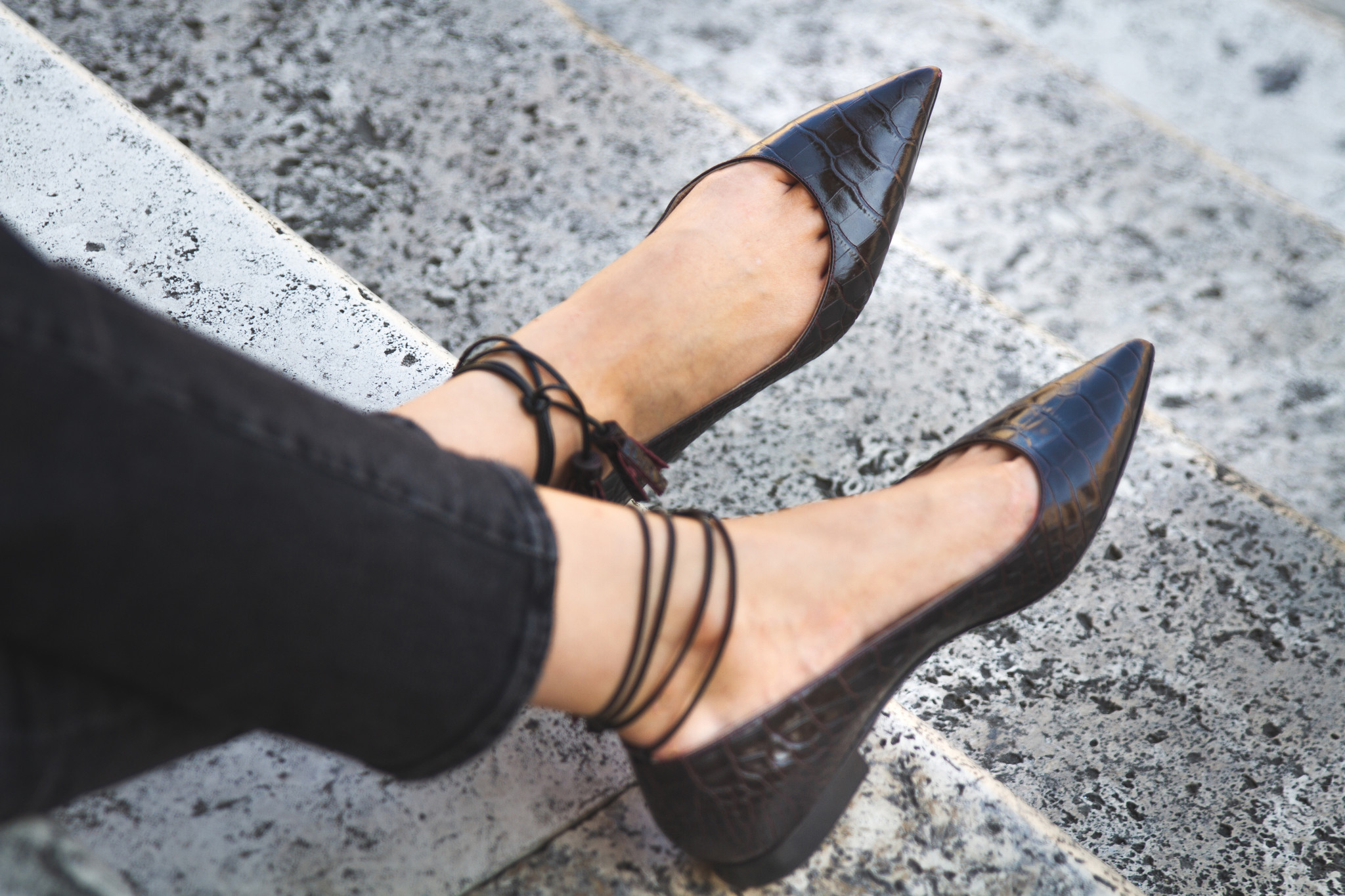 Agrigento Oxblood Dark Red Croco Flats | comfortable women shoes - Cara ...