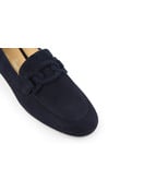 Marsala loafer for women in navy blue suede leather - Cara Rosa