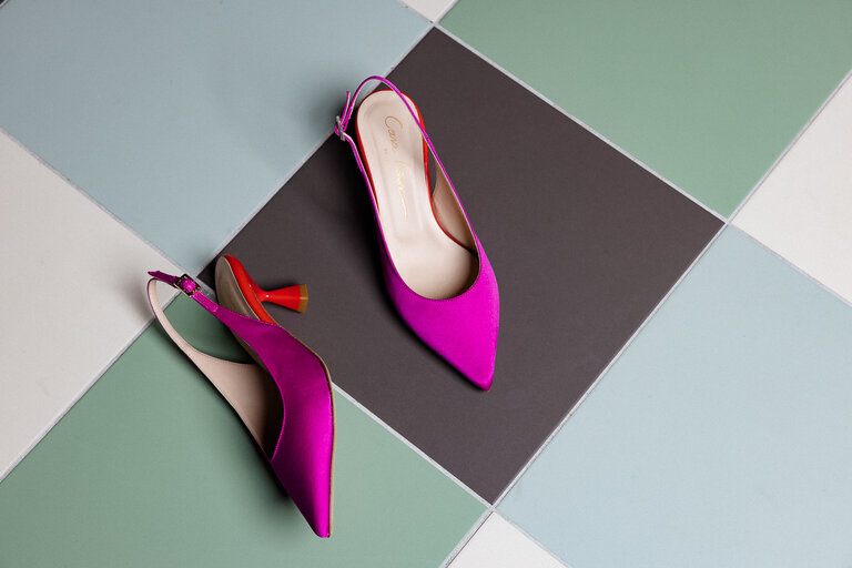 Cara Rosa Pisa - slingback pump - fuchsia met oranje