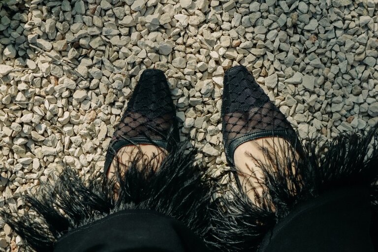Cara Rosa SOFIE - SLINGBACK - BLACK MESH