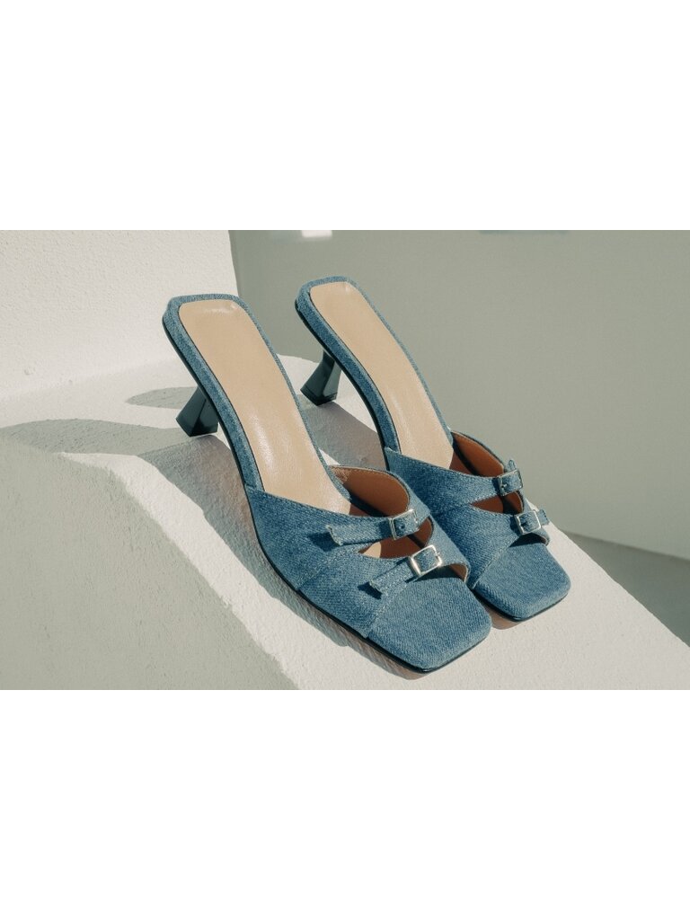Cara Rosa GIULIA - KITTEN HEEL SANDAAL - DENIM