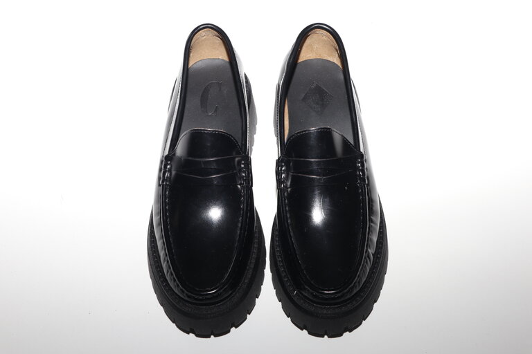 FLEUR - LOAFER HOGE ZOOL - ZWART LEDER