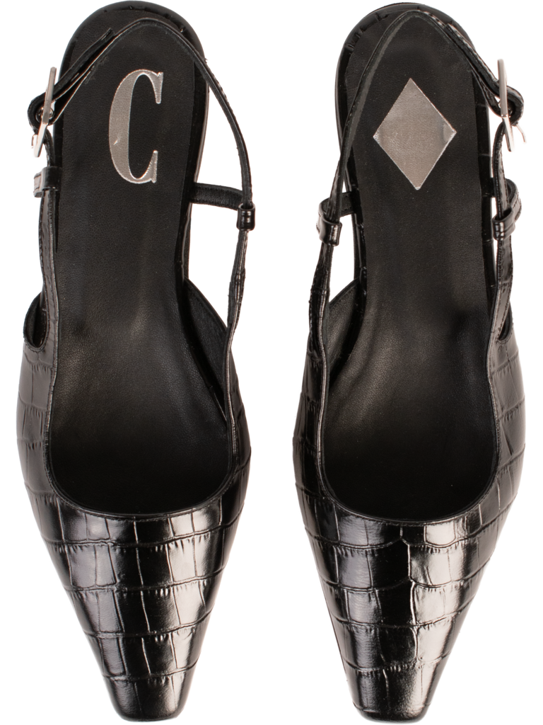 LARA - SLINGBACK - ZWART CROCO