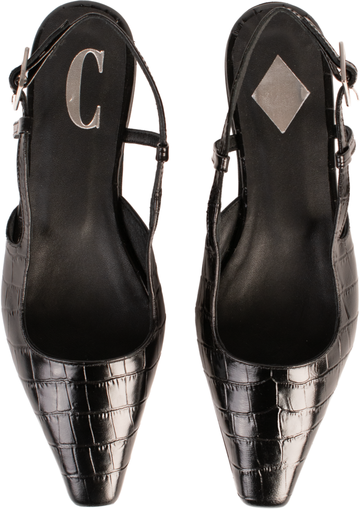 LARA - SLINGBACK - BLACK CROCO