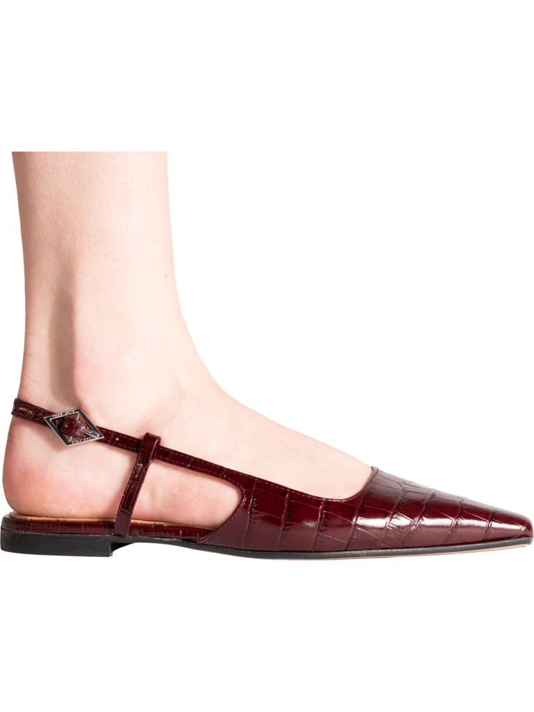 LARA - SLINGBACK - BURGUNDY CROCO