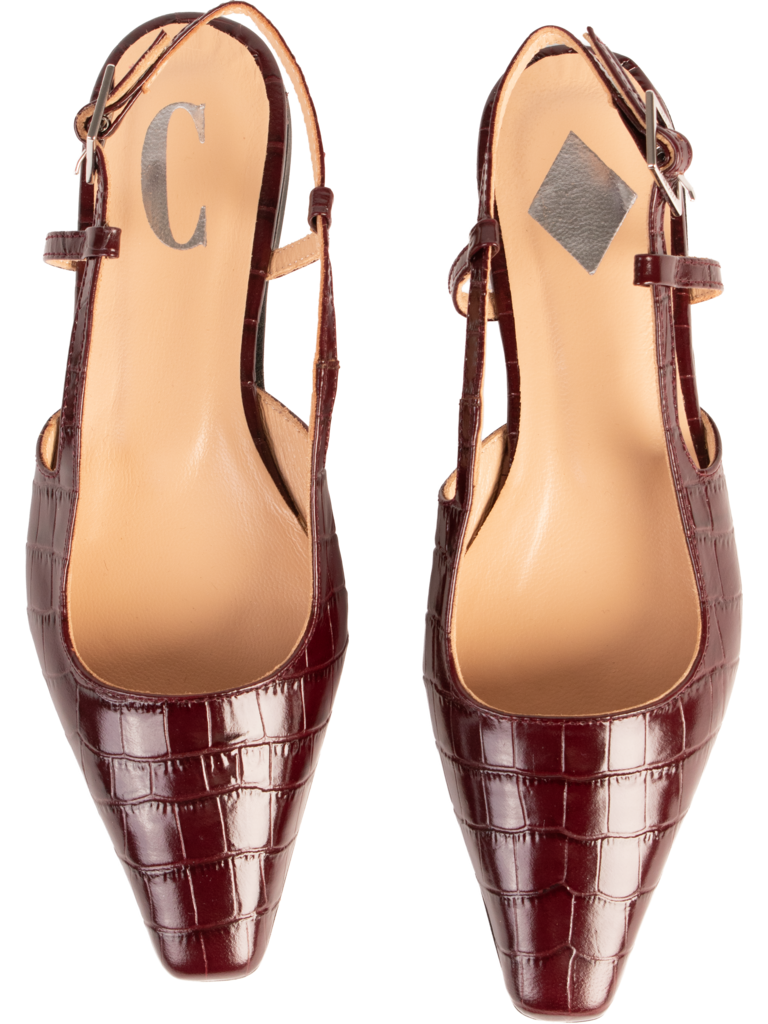 LARA - SLINGBACK - BORDEAUX CROCO