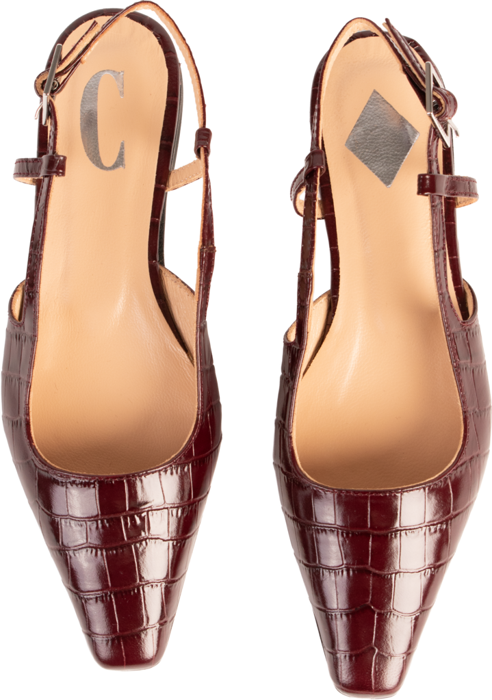 LARA - SLINGBACK - BURGUNDY CROCO
