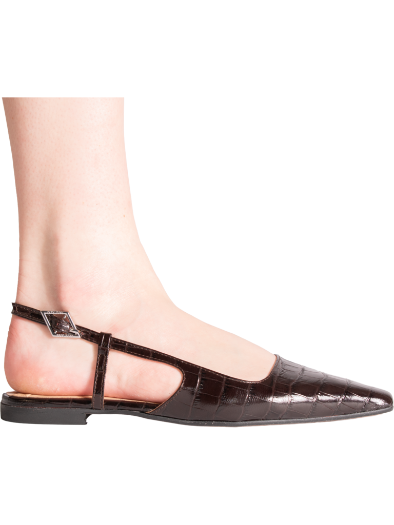 LARA - SLINGBACK - DARK BROWN CROCO