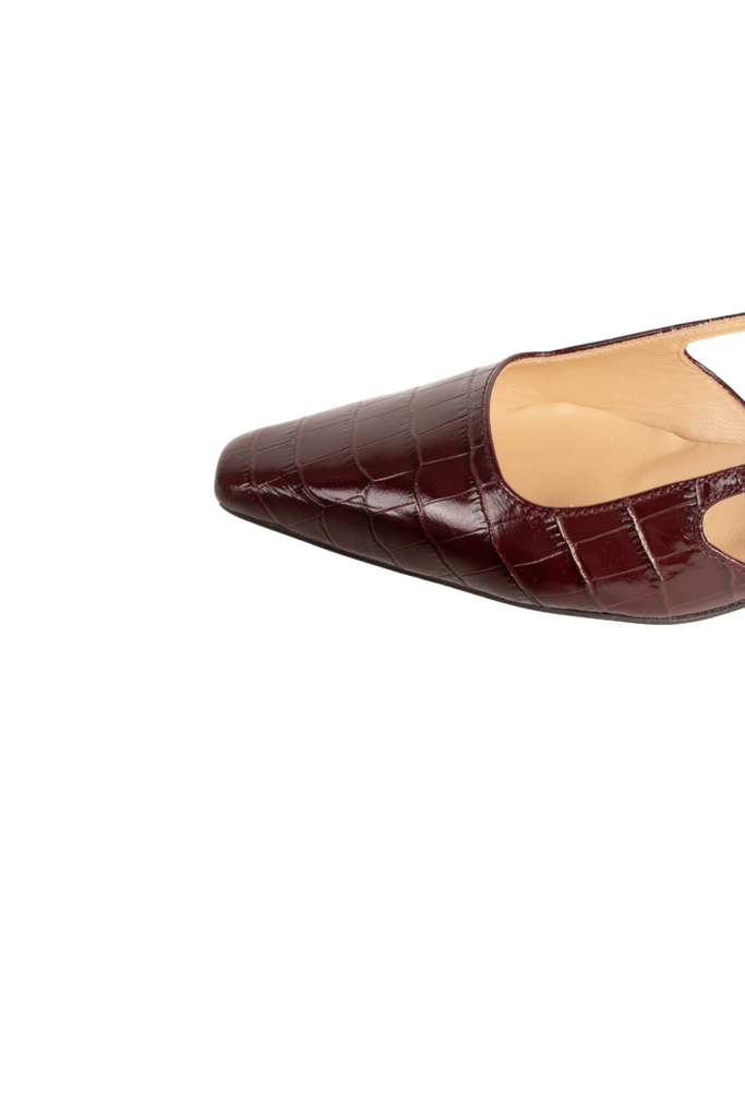 LAURA - SLINGBACK KITTEN HEEL - BURGUNDY CROCO