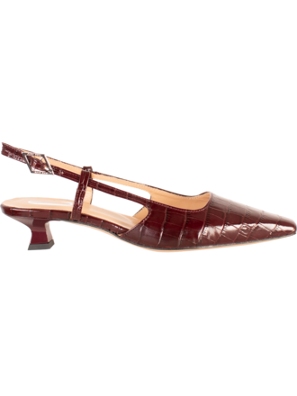 LAURA - SLINGBACK KITTEN HEEL - BURGUNDY CROCO