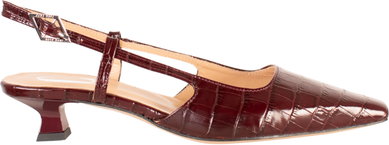 LAURA - SLINGBACK KITTEN HEEL - BURGUNDY CROCO