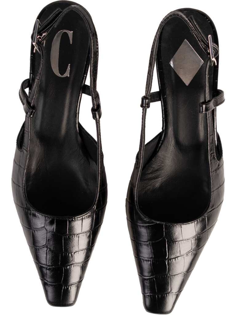 LAURA - SLINGBACK - BLACK CROCO