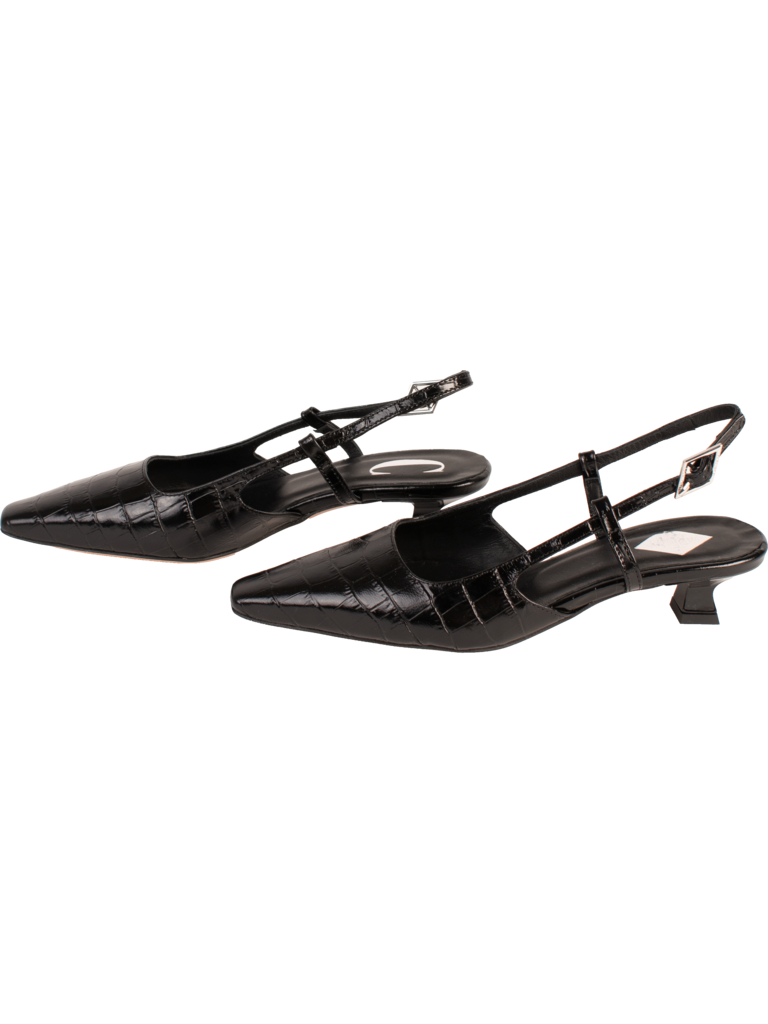 LAURA - SLINGBACK - ZWART CROCO