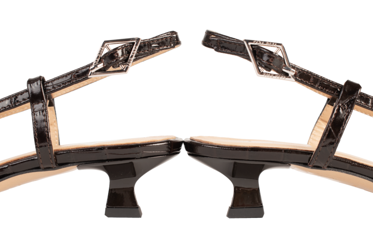 LAURA - SLINGBACK KITTEN HEEL - DARK BROWN CROCO