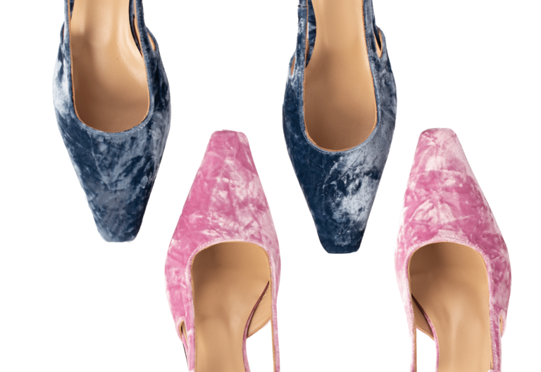 LAURA - SLINGBACK KITTEN HEEL - JEANS FLUWEEL