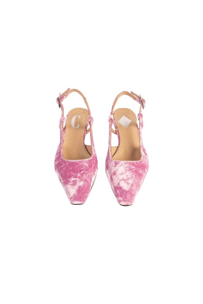 LAURA - SLINGBACK KITTEN HEEL - ROZE FLUWEEL