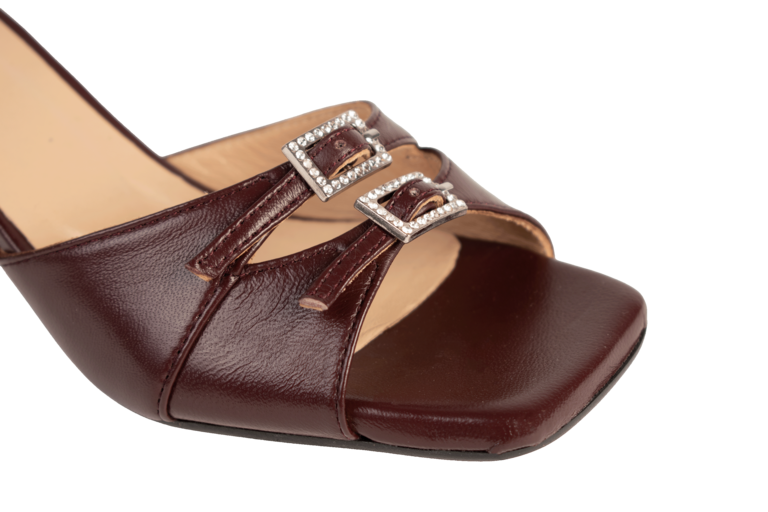 ROSEANNA - KITTEN HEEL SANDAL - BURGUNDY