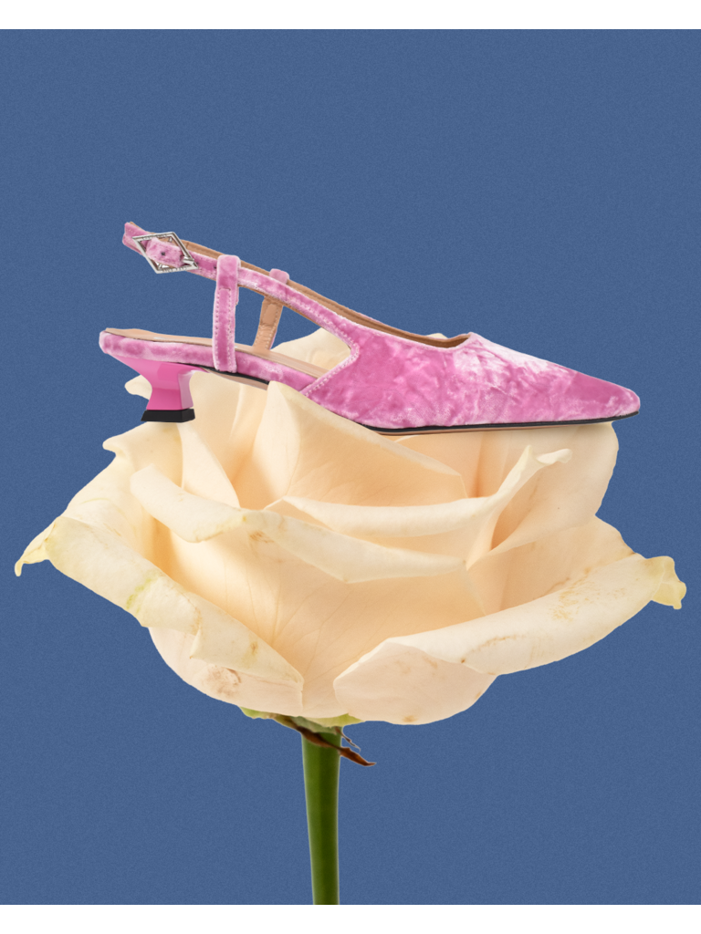 LAURA - SLINGBACK - ROZE FLUWEEL