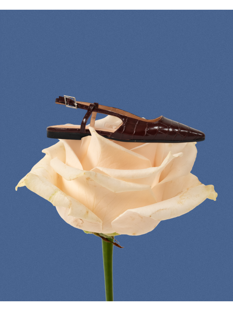 LARA - SLINGBACK - DONKERBRUIN CROCO