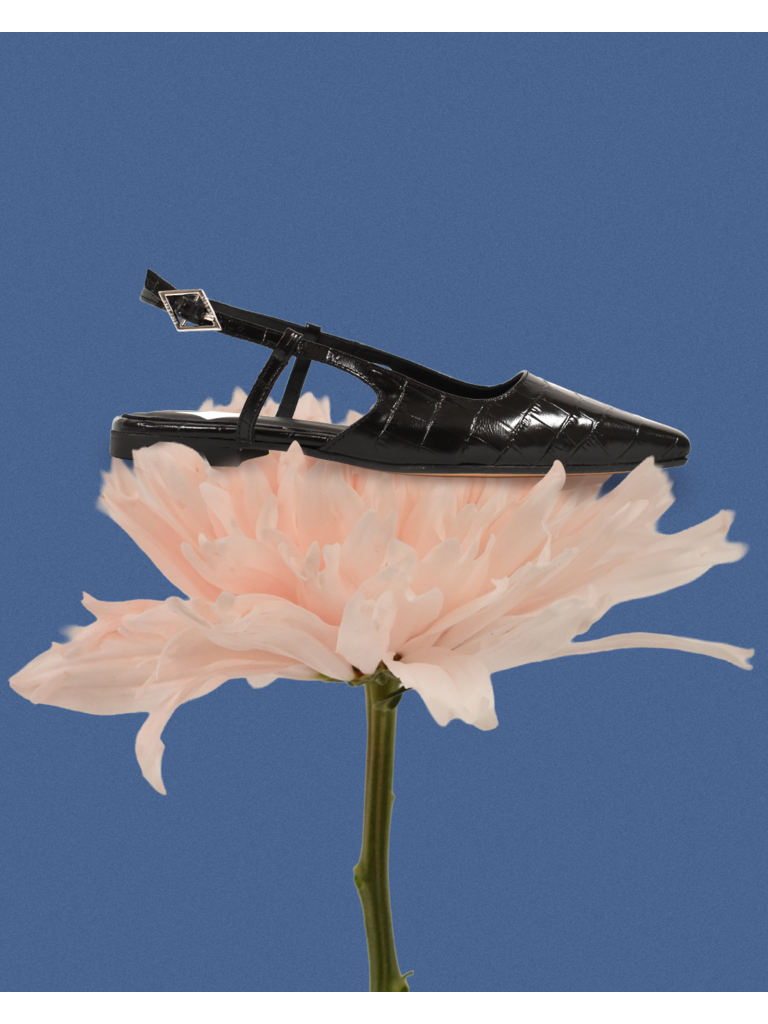 LARA - SLINGBACK - ZWART CROCO