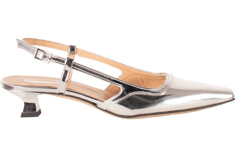 Cara Rosa KATLEEN - SLINGBACK KITTEN HEEL - MIRROR SILVER