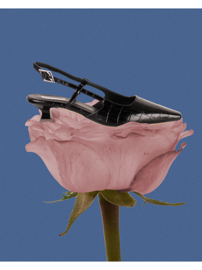 LAURA - SLINGBACK - ZWART CROCO