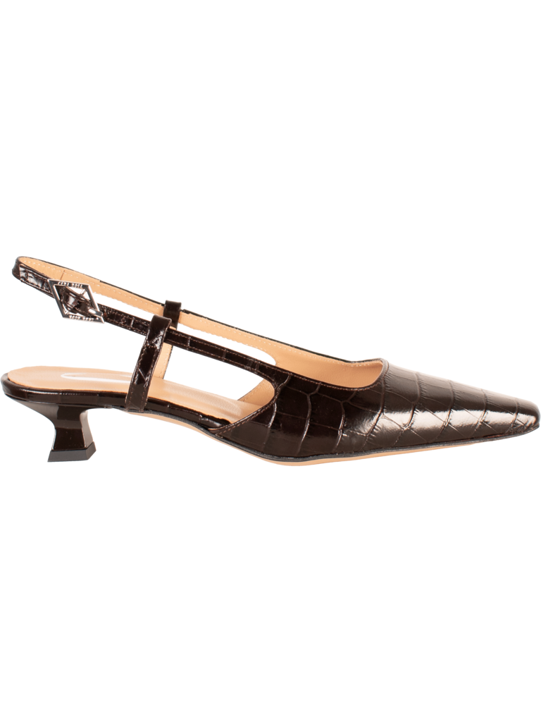 LAURA - SLINGBACK KITTEN HEEL - DARK BROWN CROCO
