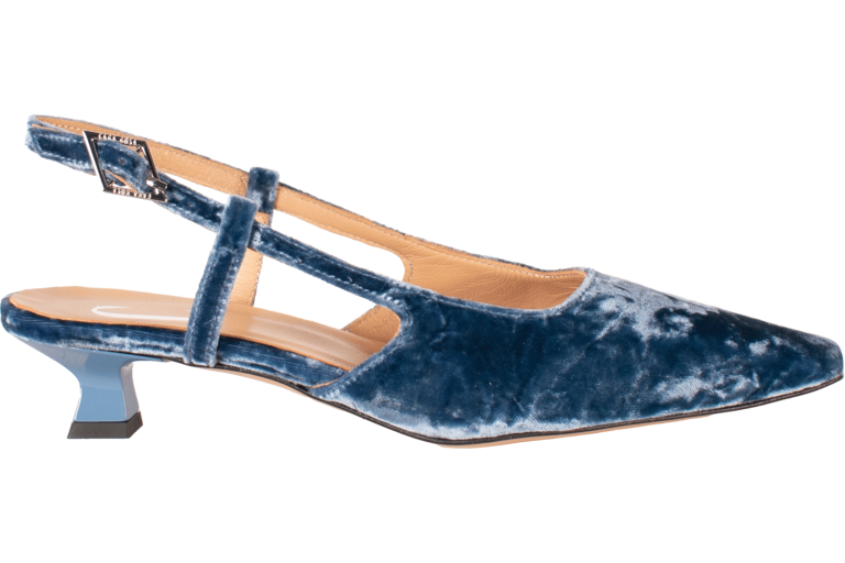 LAURA - SLINGBACK KITTEN HEEL - JEANS FLUWEEL