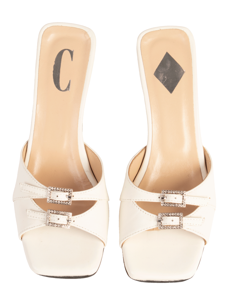 Cara Rosa ROSEANNA - KITTEN HEEL SANDAL - OFFWHITE