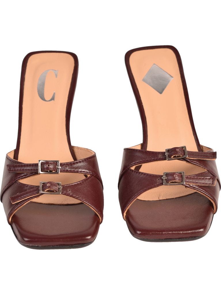 Cara Rosa GIULIA - KITTEN HEEL SANDAL - BURGUNDY