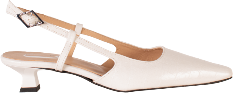 LAURA - SLINGBACK KITTEN HEEL - OFFWHITE CROCO