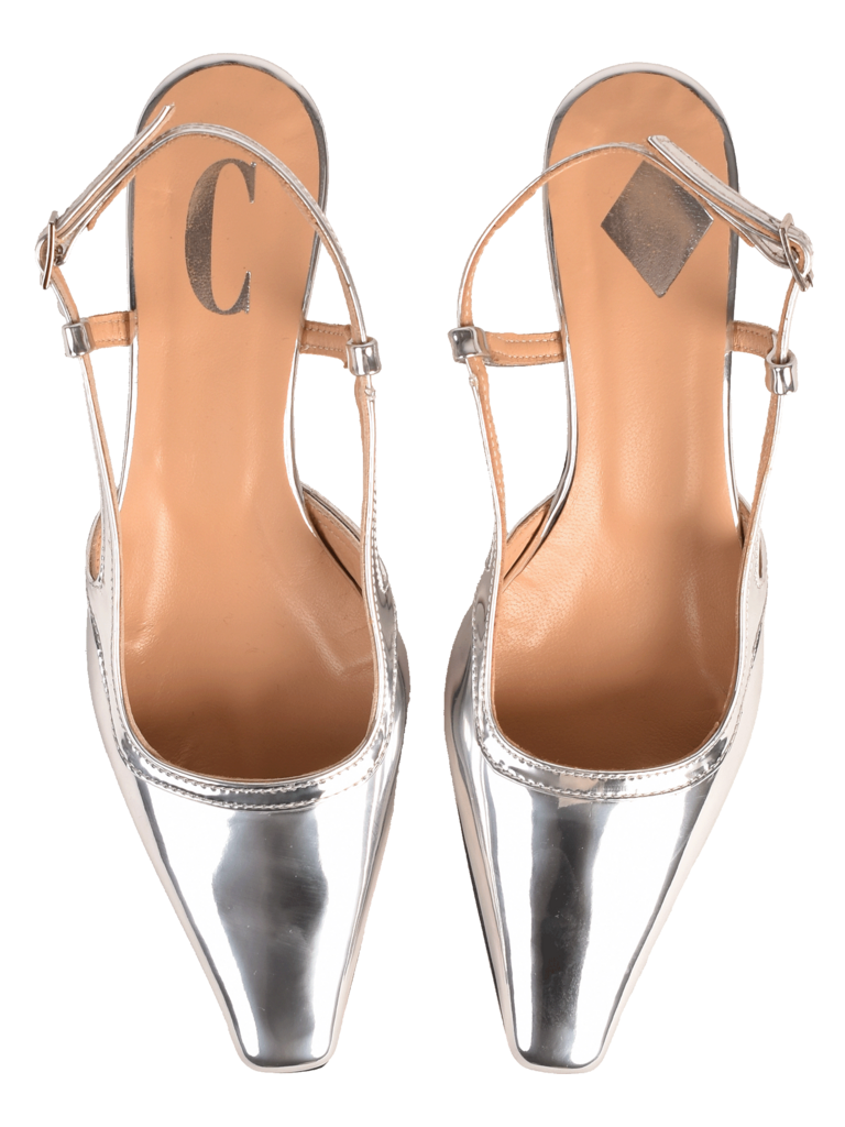 Cara Rosa KATLEEN - SLINGBACK KITTEN HEEL - MIRROR SILVER