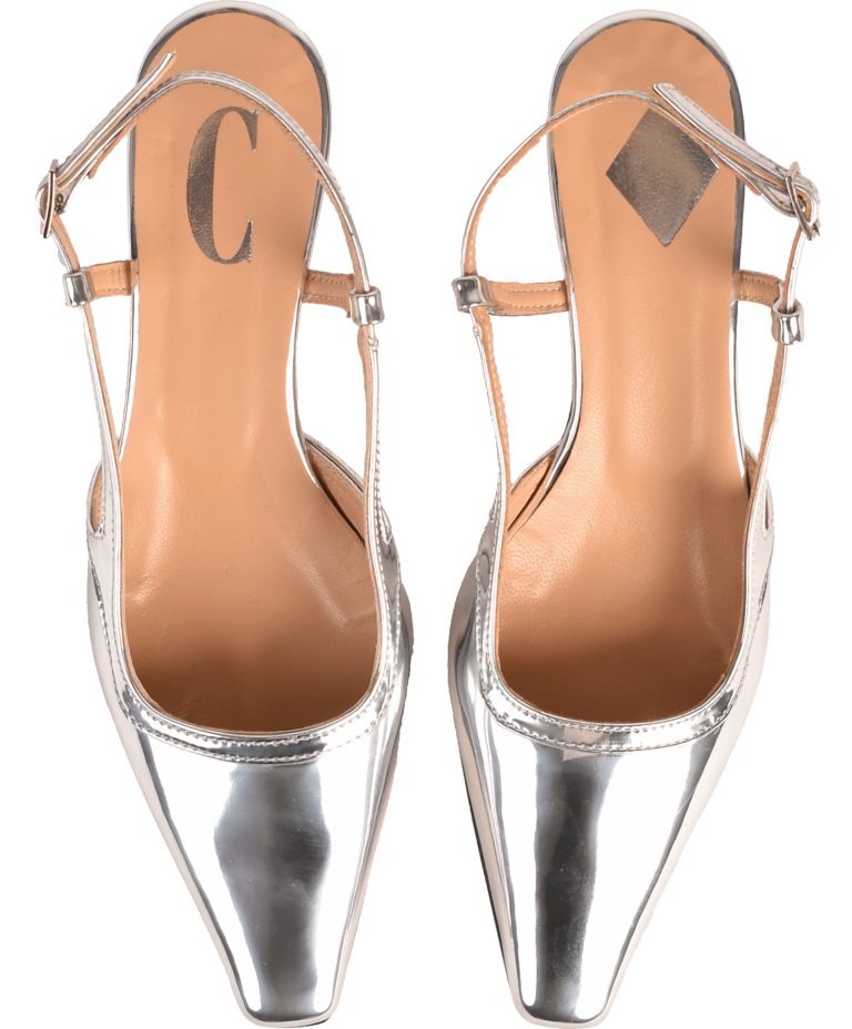 Cara Rosa KATLEEN - SLINGBACK KITTEN HEEL - MIRROR SILVER