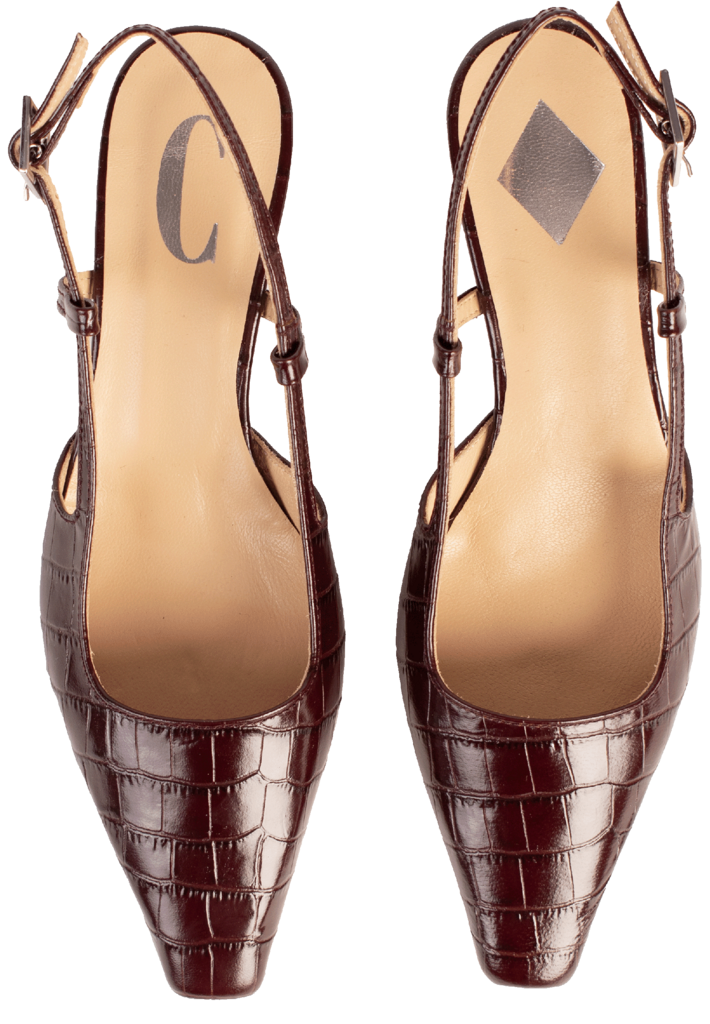 LAURA - SLINGBACK KITTEN HEEL - BURGUNDY CROCO
