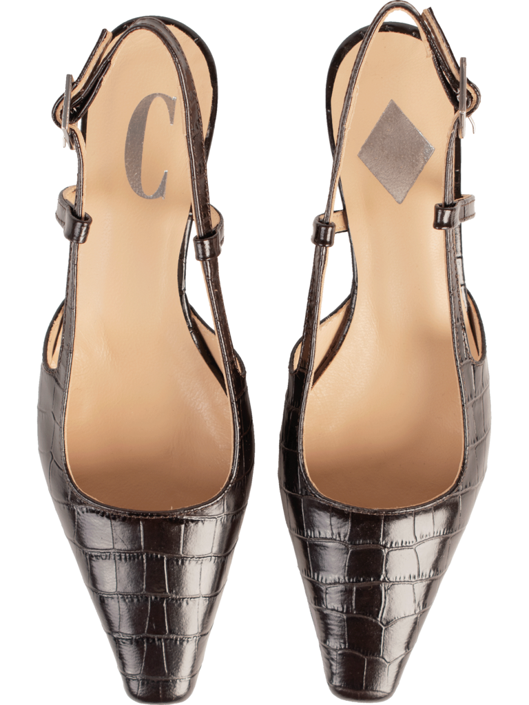 LAURA - SLINGBACK - DARK BROWN CROCO