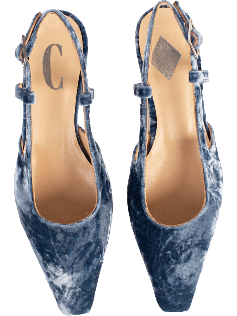 LAURA - SLINGBACK KITTEN HEEL - JEANS VELVET