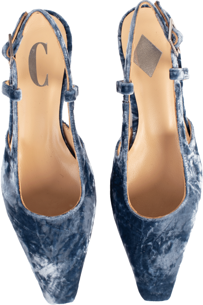 LAURA - SLINGBACK KITTEN HEEL - JEANS FLUWEEL