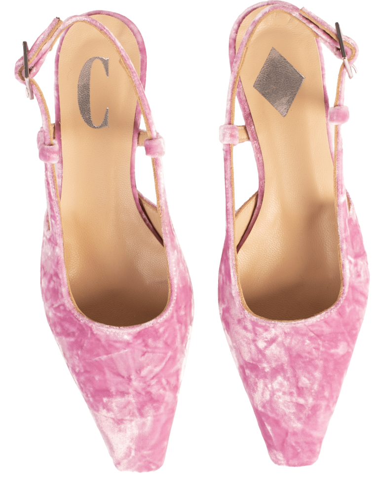 LAURA - SLINGBACK KITTEN HEEL - ROZE FLUWEEL