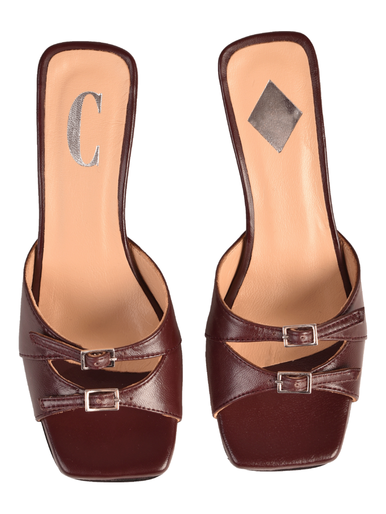 Cara Rosa GIULIA - KITTEN HEEL SANDAL - BURGUNDY