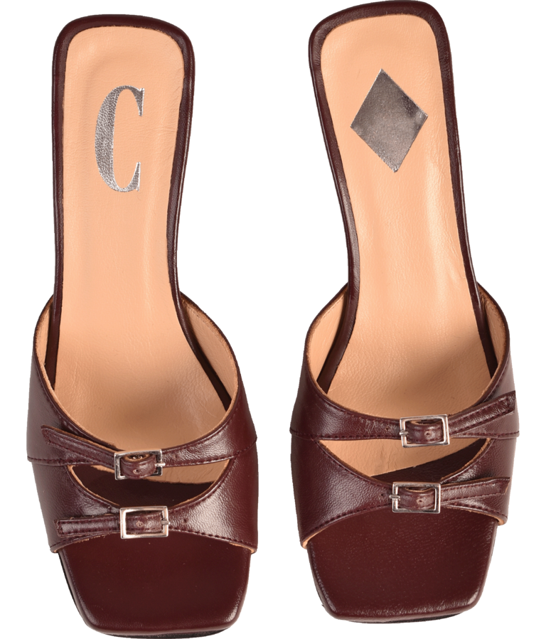 Cara Rosa GIULIA - KITTEN HEEL SANDAL - BURGUNDY