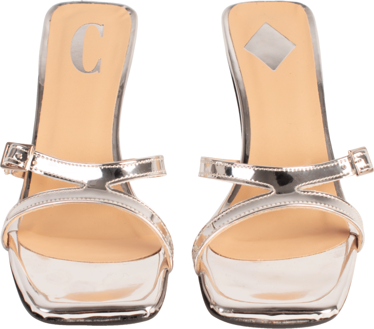 Cara Rosa AUGUSTA - KITTEN HEEL SANDAL - MIRROR SILVER
