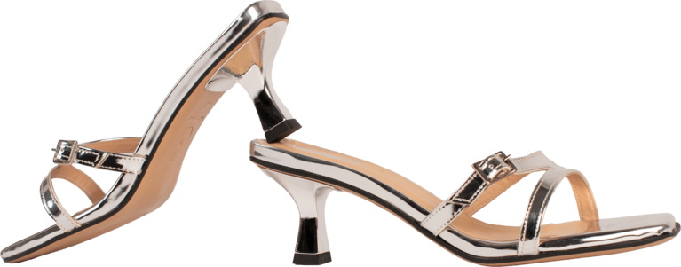 Cara Rosa AUGUSTA - KITTEN HEEL SANDAL - MIRROR SILVER