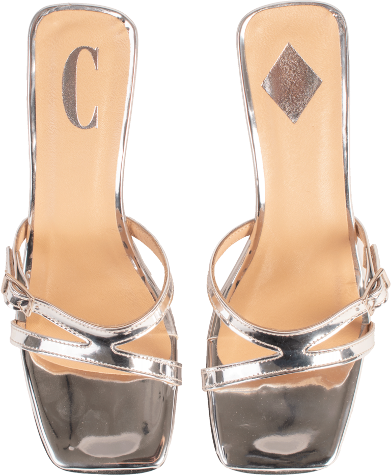 Cara Rosa AUGUSTA - KITTEN HEEL SANDAL - MIRROR SILVER